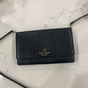 Black Kate Spade cross body/wallet on a chain.